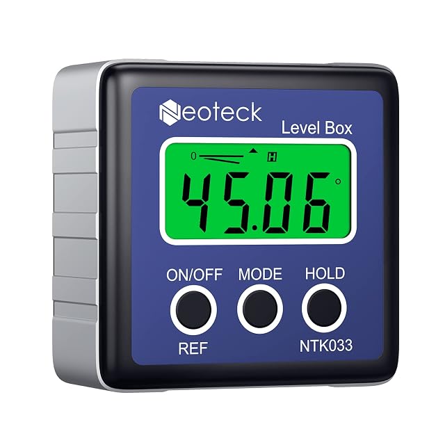 Inclinomètre numérique Neoteck affichant un angle sur son écran LCD