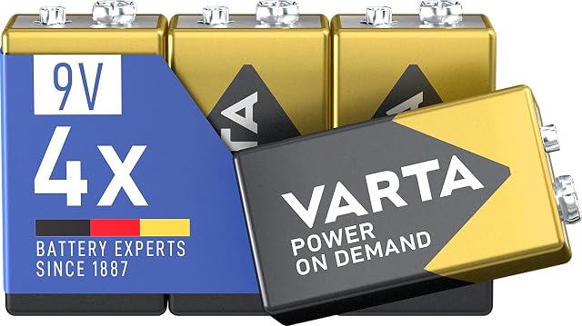 Piles bloc alcalines VARTA 9 volts dans leur emballage recyclable