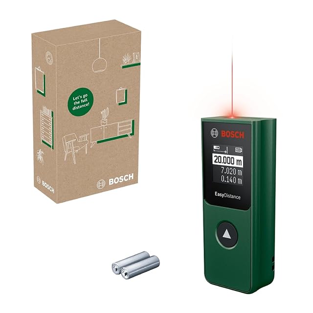 Télémètre laser Bosch EasyDistance 20, petit boîtier vert et noir à bouton unique
