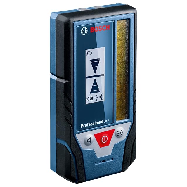 Cellule de réception Bosch Professional LR 7 tenue contre un mur, indicateur au niveau