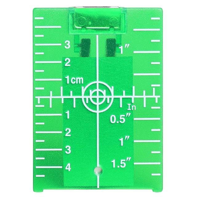 Cible laser verte Huepar TP01G posée sur son support dépliable