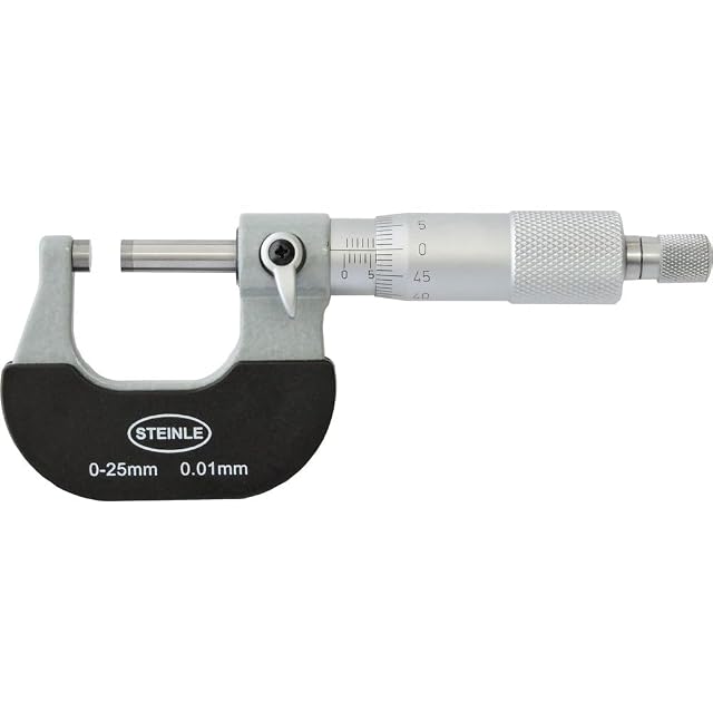Micromètre analogique STEINLE à tambour chromé mat et corps laqué bleu