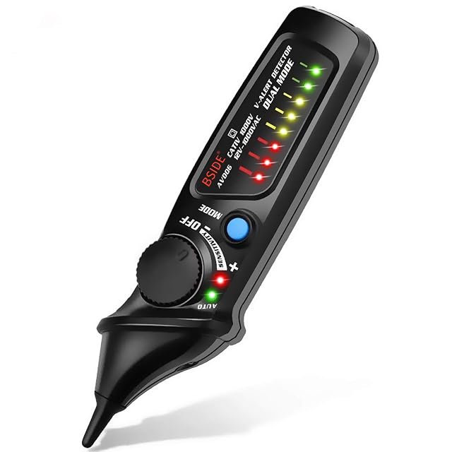 Détecteur de tension BSIDE AVD06 montrant son indicateur d’intensité à LED multicolores