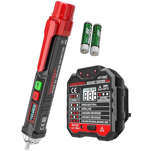 Kit amropi avec un testeur de prise et un stylo de tension sans contact côte à côte