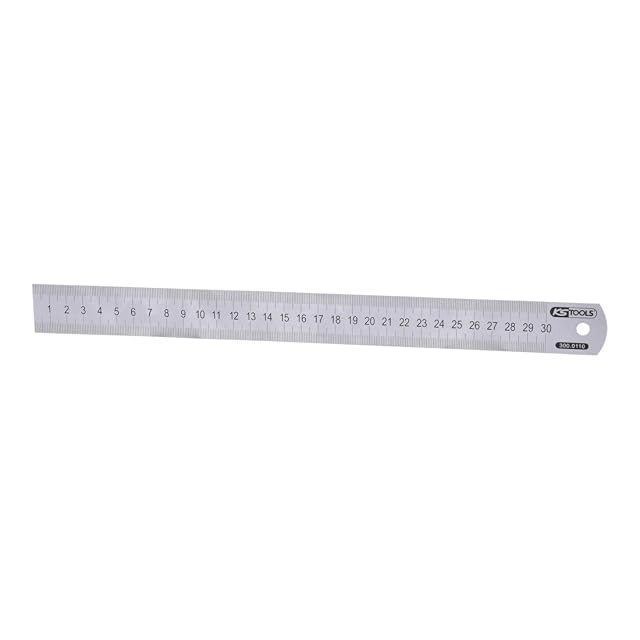 Réglet acier semi-flexible KS Tools de 300 mm légèrement cintré pour montrer sa souplesse