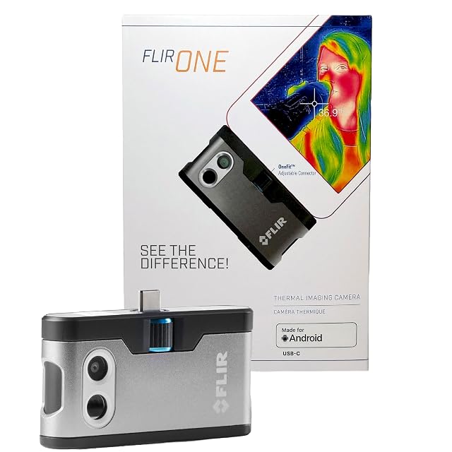 Caméra thermique FLIR ONE Gen 3 branchée sur le port USB-C d’un téléphone Android