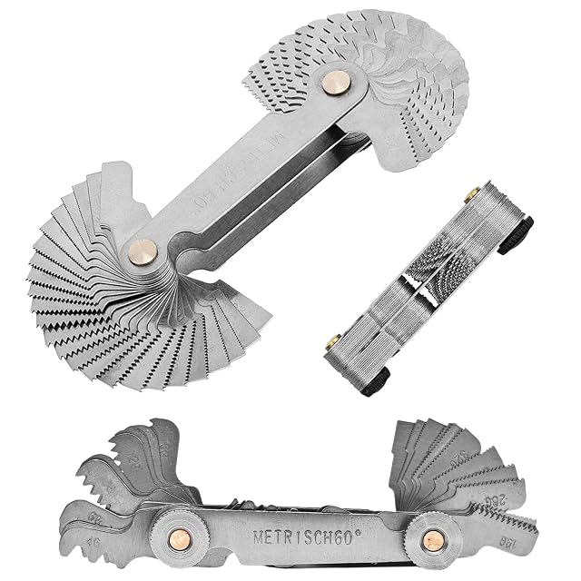 Jeu de jauges de pas de filetage MniimaLuxe avec ses lames inox et sa jauge de rayons