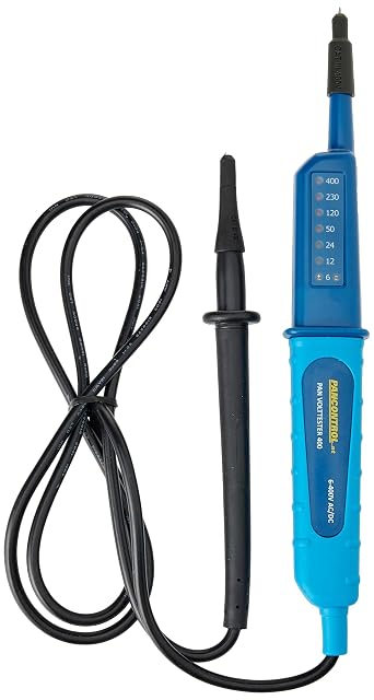 Testeur de tension bipolaire Kopp, corps bleu et échelle de tension à LED